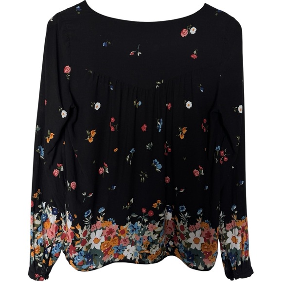 Sézane Heloise Blouse Boudoir Black Floral Long Sleeve Button Front Top US 6 Med - Picture 3 of 9